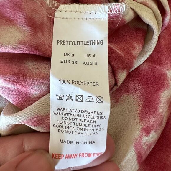 Pretty little thing Fuchsia Tie Dye Ruched Side Midi Skirt - Size 4 NWT - Picture 9 of 10